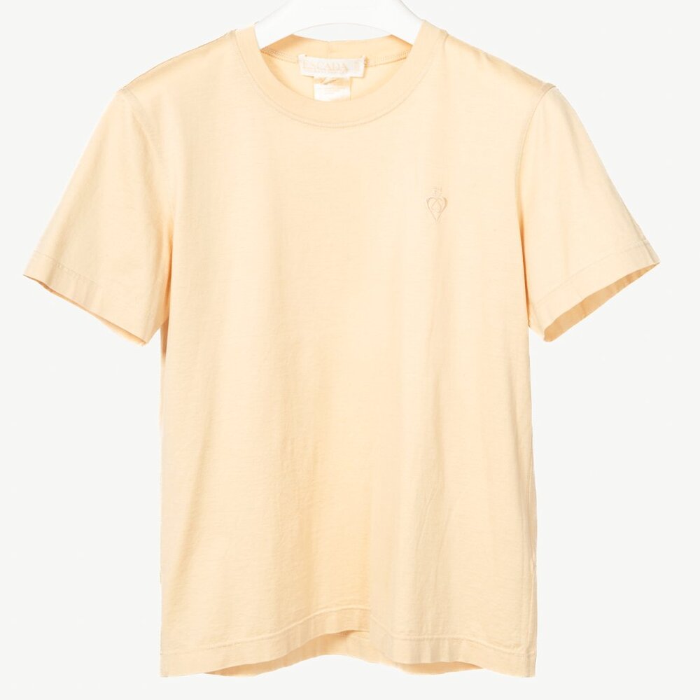 Escada by Margaretha Ley Cream Cotton Embroidered T-Shirt